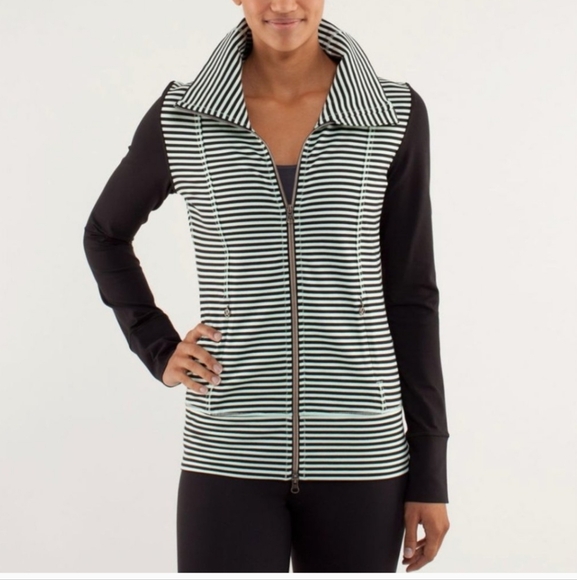 Lululemon Daily Yoga Jacket Classic Stripe Mint - Picture 1 of 10
